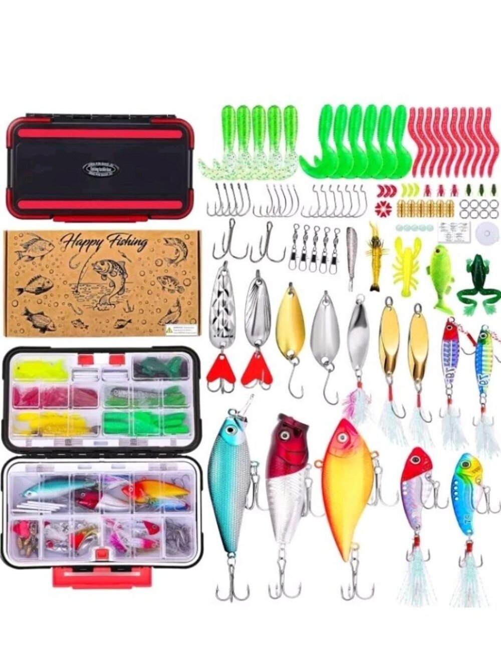 Fishing Lures Kit, Tackle Box with Tackle Included Fishing Gifts for Men Dad,...